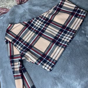 Patterned Long Sleeve Off The Shoulder Top Cropped